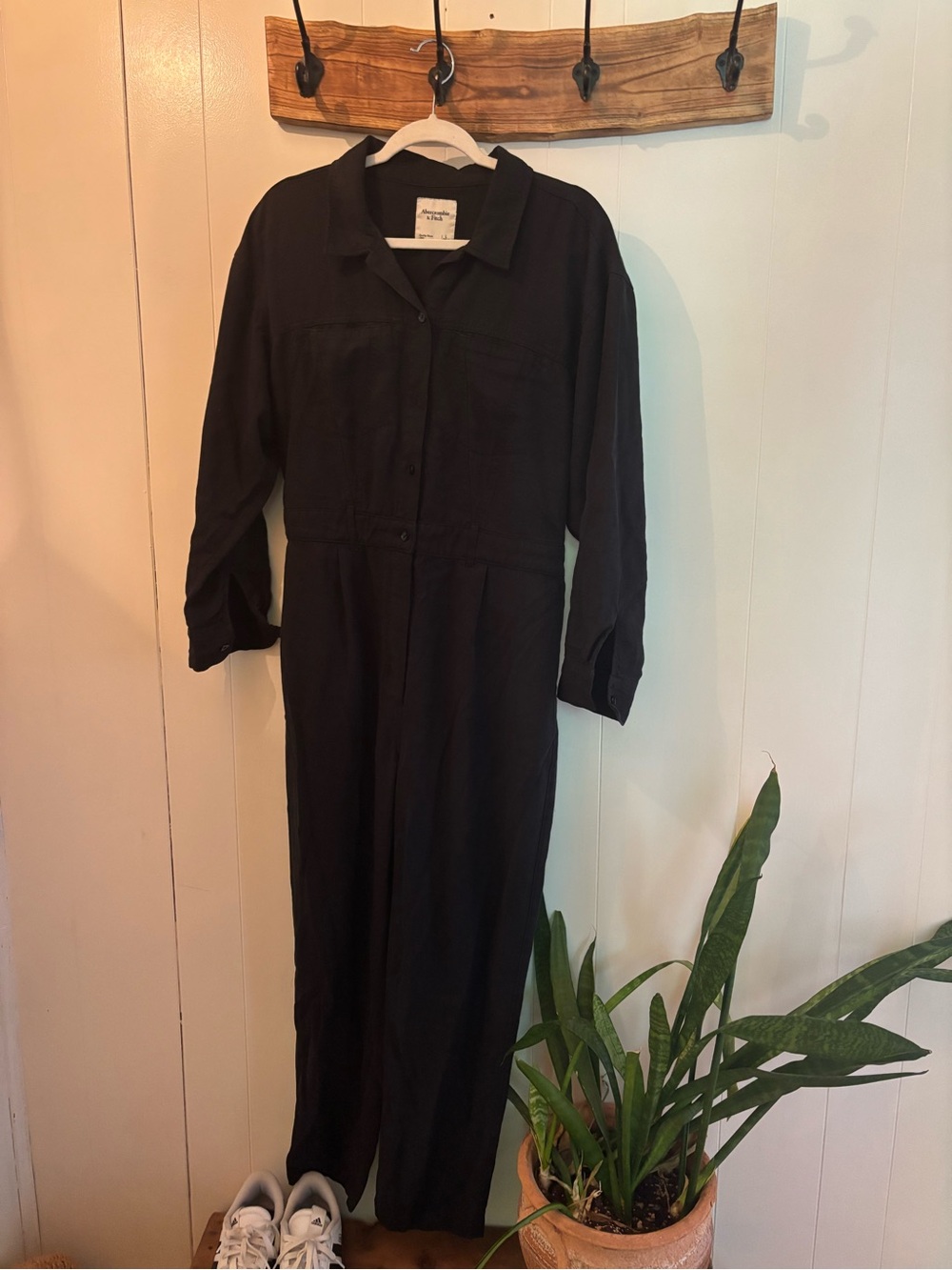 Abercrombie & Fitch Black Long-Sleeve Shirt Dress